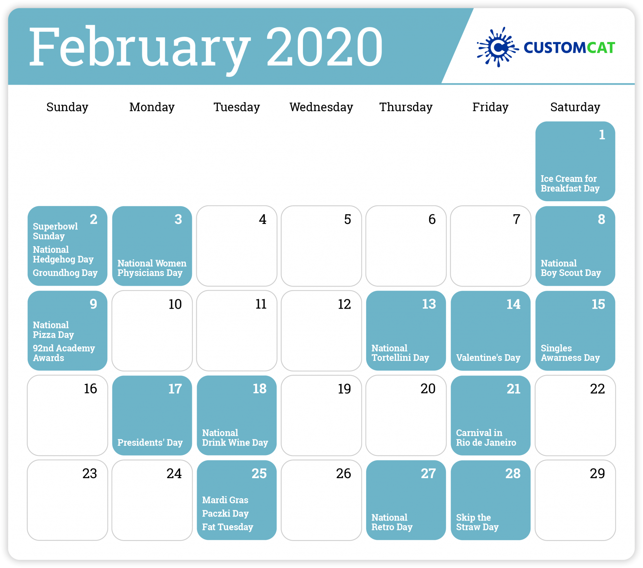 2020 Holiday Marketing Calendar CustomCat