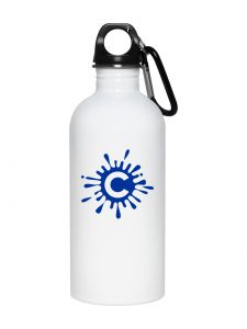 White Stainless Steel Water Bottle Mockup