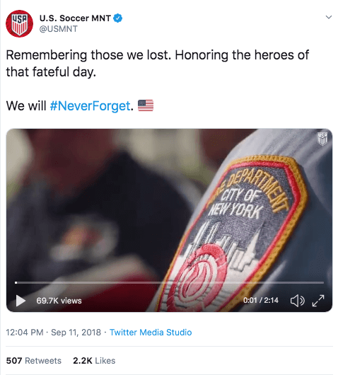 U.S. Soccer Tweet About 9/11