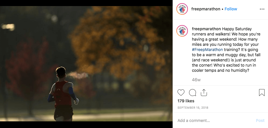 Free Press Marathon Instagram Post of a guy running away