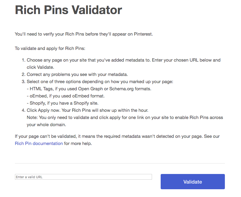 Pinterest's Rich Pins Validator