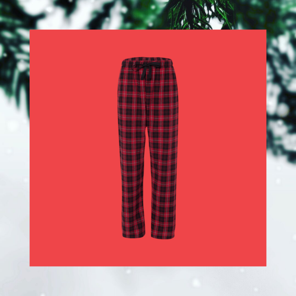 White and black flannel pants
